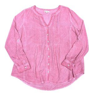 Women's JANE AND DELANCEY Pink Tie Dye Rayon Shirt- Size‎ Large